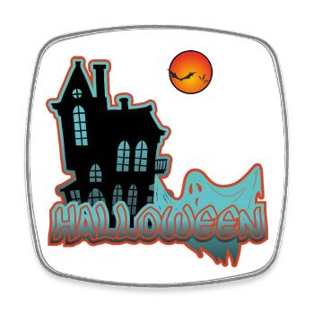 Haunted House Digital Night - Square fridge magnet - white - Front