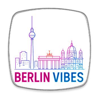Berlin Vibes Neon Skyline Silhouette Stadt  - Viereckiger Kühlschrankmagnet - Weiß - Vorne