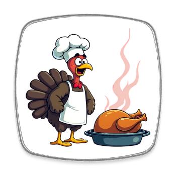 Cuisinier de dinde de Thanksgiving - Magnet carré - blanc - Devant