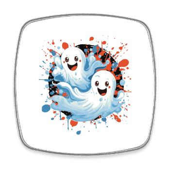 Fantômes joyeux dans une pluie de couleurs - Magnet carré - blanc - Devant