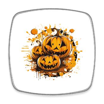 Kürbis-Splatter Halloween Kunst - Viereckiger Kühlschrankmagnet - Weiß - Vorne