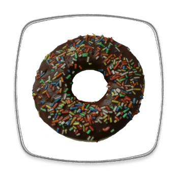 Chocolate donut with colorful sprinkles - Square fridge magnet - white - Front