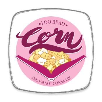 Corn mit rosa Hintergrund - Viereckiger Kühlschrankmagnet - Weiß - Vorne