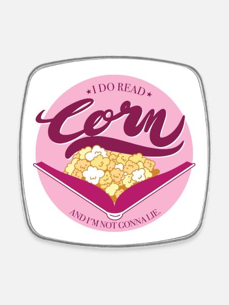 Corn with pink background - Square fridge magnet - white