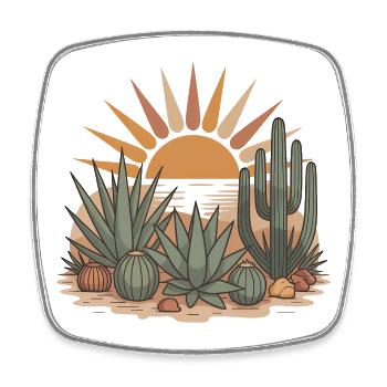 Boho Nature Cacti - Square fridge magnet - white - Front