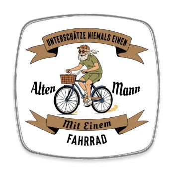 Alten Mann mit Fahrrad , Vintage Design - Viereckiger Kühlschrankmagnet - Weiß - Vorne