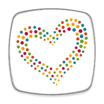 Coeur à pois arc-en-ciel - Magnet carré - blanc - Devant