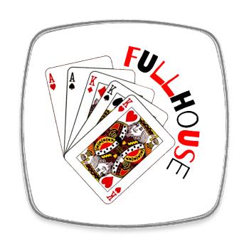 Retro Playing Cards Fanfare - Square fridge magnet - white - Front