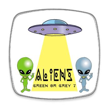 Extraterrestre vert ou gris ? - Magnet carré - blanc - Devant