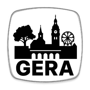Gera City Landmark Silhouette - Square fridge magnet - white - Front