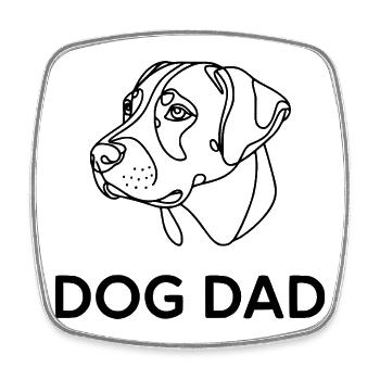 Dog Dad – Minimalist Dog Line Art - Square fridge magnet - white - Front