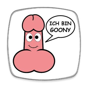 Goony Pink Cartoon Penis Humor - Square fridge magnet - white - Front