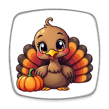 Bébé dinde de Thanksgiving - Magnet carré - blanc - Devant