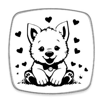Hund T-shirt Hundebaby Hundewelpe Kinder Geschenk  - Viereckiger Kühlschrankmagnet - Weiß - Vorne