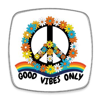 Flower Power Peace – Goood Vibes Only - Viereckiger Kühlschrankmagnet - Weiß - Vorne