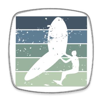 Silhouette Wingfoiler mit Surfbrett - Viereckiger Kühlschrankmagnet - Weiß - Vorne