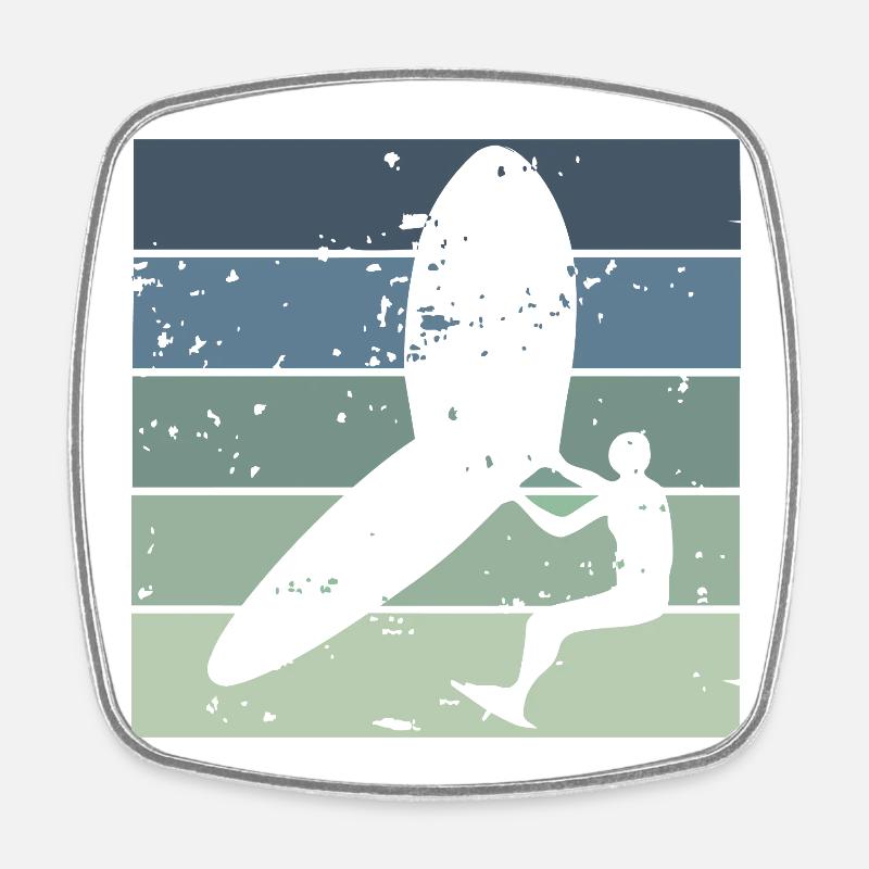 Silhouette Wingfoiler mit Surfbrett - Viereckiger Kühlschrankmagnet - Weiß