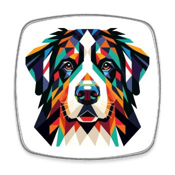 Chien prisme géométrique – Visage coloré - Magnet carré - blanc - Devant
