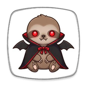 Cute Halloween Sloth Vampire Cartoon Design - Square fridge magnet - white - Front