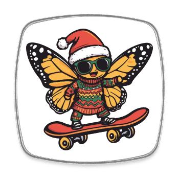 Butterfly Christmas Funny - Square fridge magnet - white - Front
