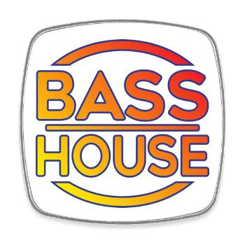 Badge Néon Bass House - Magnet carré - blanc - Devant