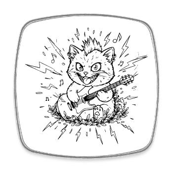 Chat punk rock à l’âme rebelle - Magnet carré - blanc - Devant
