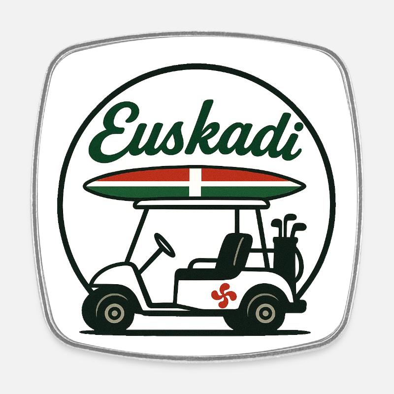 BASQUE COUNTRY GOLF & SURFING - Square fridge magnet - white