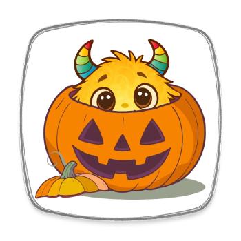 Halloween monsters in the pumpkin: Sweet scary fun - Square fridge magnet - white - Front