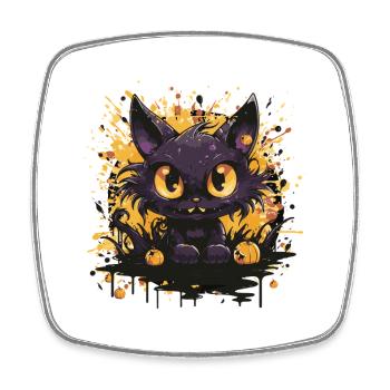 Black cat with pumpkins Halloween - Square fridge magnet - white - Front