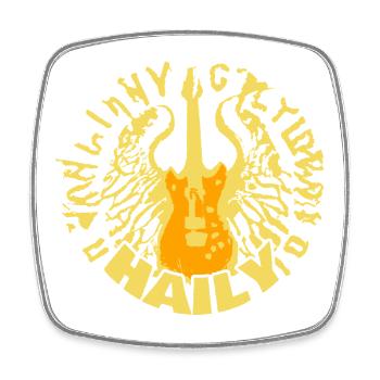 Haily as guitar - Square fridge magnet - white - Front