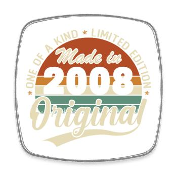 2008 Vintage Retro Birthday Gift - Square fridge magnet - white - Front