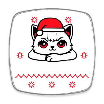 Cat Confident Santa's Favorite Christmas - Square fridge magnet - white - Front