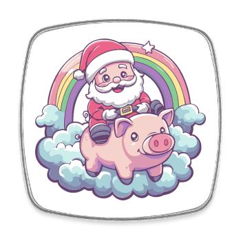 Pig Santa Claus Christmas - Square fridge magnet - white - Front