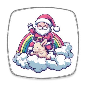 Hase Weihnachtsmann Weihnachten - Viereckiger Kühlschrankmagnet - Weiß - Vorne