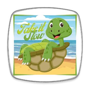 Take it Slow – Chillige Schildkröte - Viereckiger Kühlschrankmagnet - Weiß - Vorne