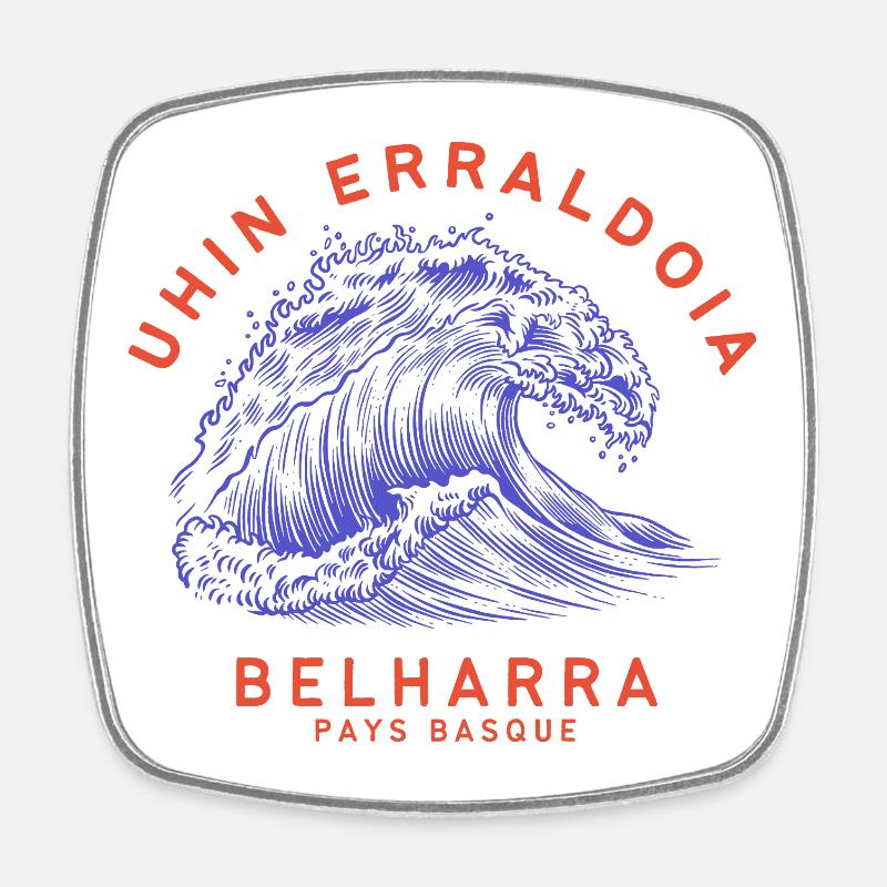 Basque Wave - Square fridge magnet - white