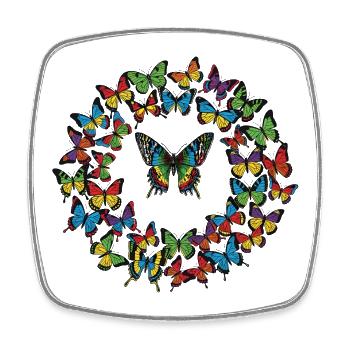 Rainbow Butterfly Circle - Square fridge magnet - white - Front
