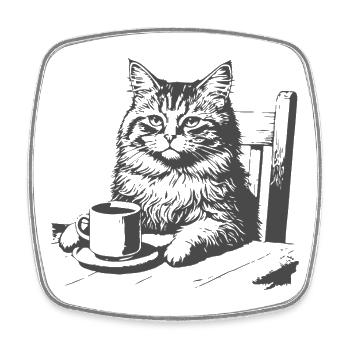 Cat Coffee Moment - Square fridge magnet - white - Front