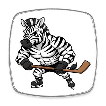 Cooles Zebra Eishockeyspieler Herrchen Hockey Fan - Square fridge magnet - white - Front