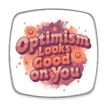 Vintage Optimism – Positive and Retro T-Shirt - Square fridge magnet - white - Front