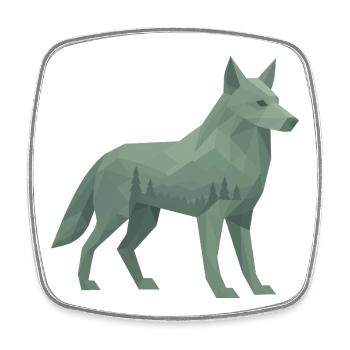 Geometrischer Wolf - Viereckiger Kühlschrankmagnet - Weiß - Vorne