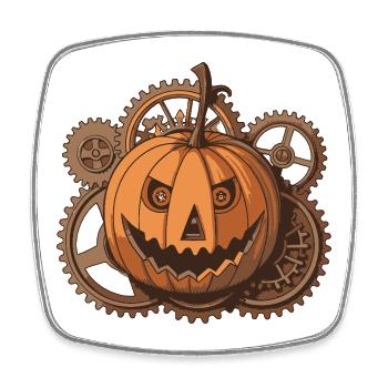 Pumpkin Steampunk Mechanisches Getriebe - Viereckiger Kühlschrankmagnet - Weiß - Vorne