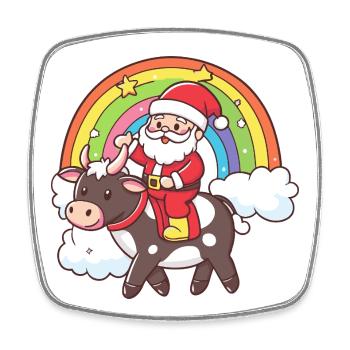 Kuh Weihnachtsmann Weihnachten - Viereckiger Kühlschrankmagnet - Weiß - Vorne