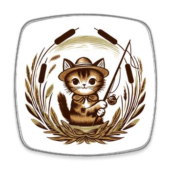 Chat pêcheur à moustaches - Magnet carré - blanc - Devant