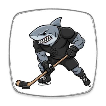Megalodon Herrchen Stark Eishockeyspieler Cool - Viereckiger Kühlschrankmagnet - Weiß - Vorne