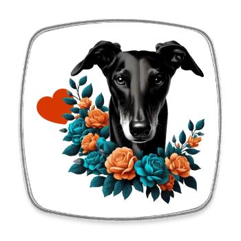Galgo Blackbeauty Nr01 - Viereckiger Kühlschrankmagnet - Weiß - Vorne