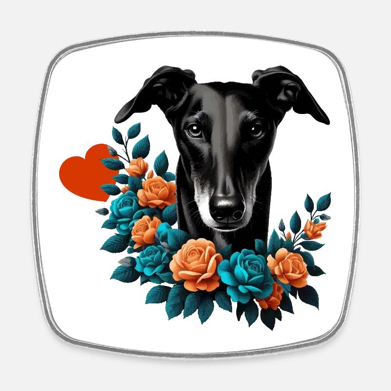 Galgo Blackbeauty Nr01 - Square fridge magnet - white