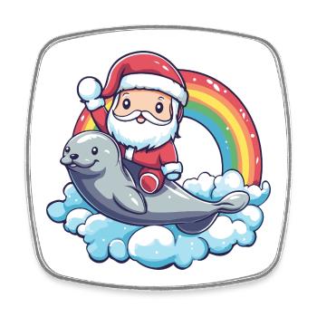 Phoque Animal Père Noël Noël - Magnet carré - blanc - Devant