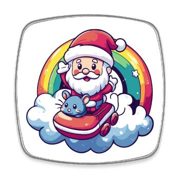 Maus Weihnachtsmann Weihnachten - Viereckiger Kühlschrankmagnet - Weiß - Vorne
