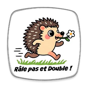 Caravan sticker, van Rattle and double! - Square fridge magnet - white - Front